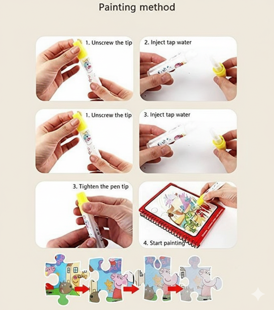 Reusable Magic Water Painting Book